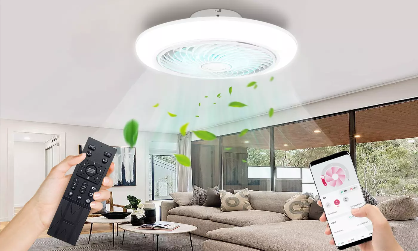 iNova 17.71in 60W LED Ceiling Fan Light Remote Control Round Pendant Fan Lamp - Primary Image