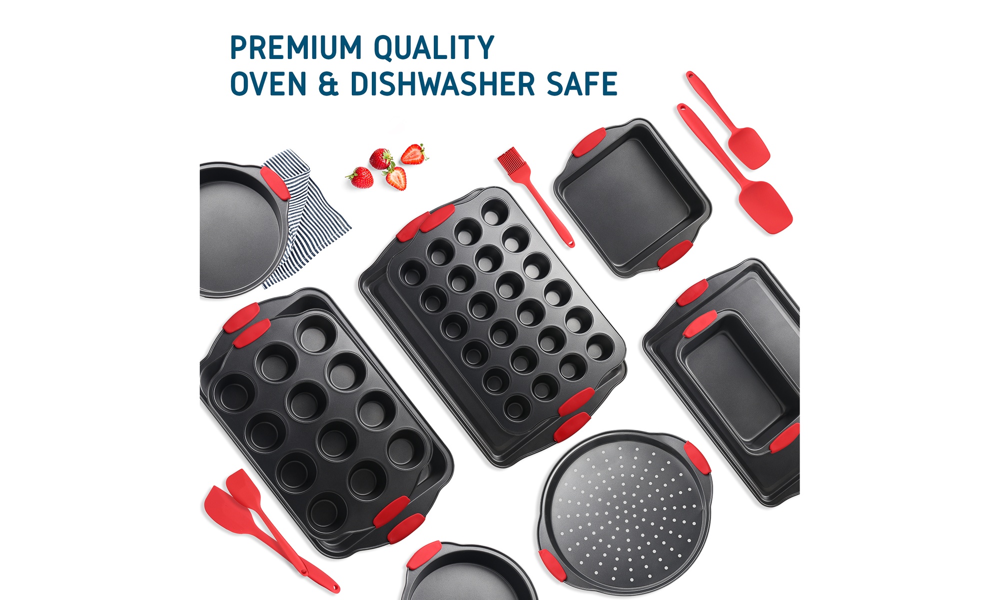 JoyTable Kitchen 39 PC Full Bakeware Set & Utensil Set - Pans, Gadgets, Utensils