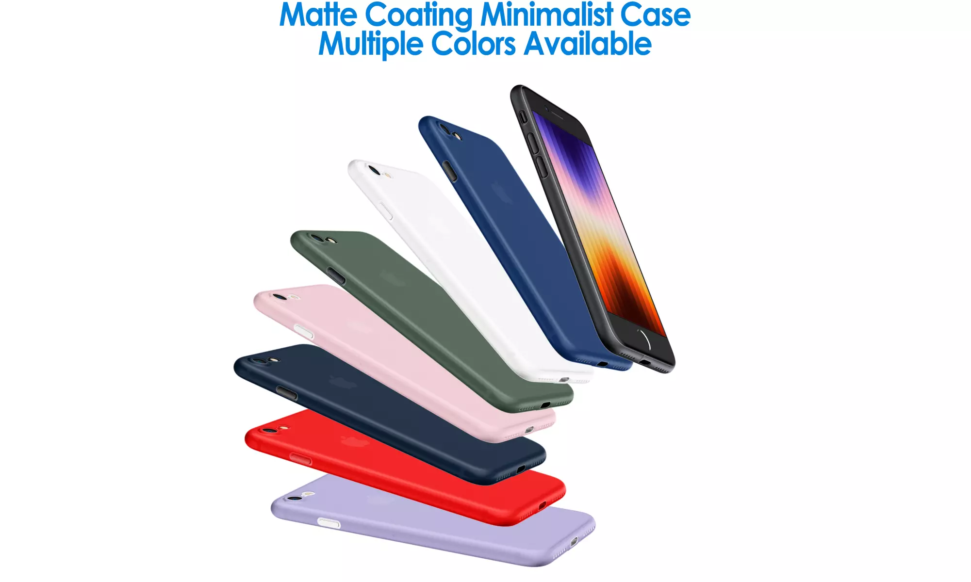 Ultra Slim Matte Hard Case for iPhone 8/7/SE 3/2, Camera Lens Cover Protection