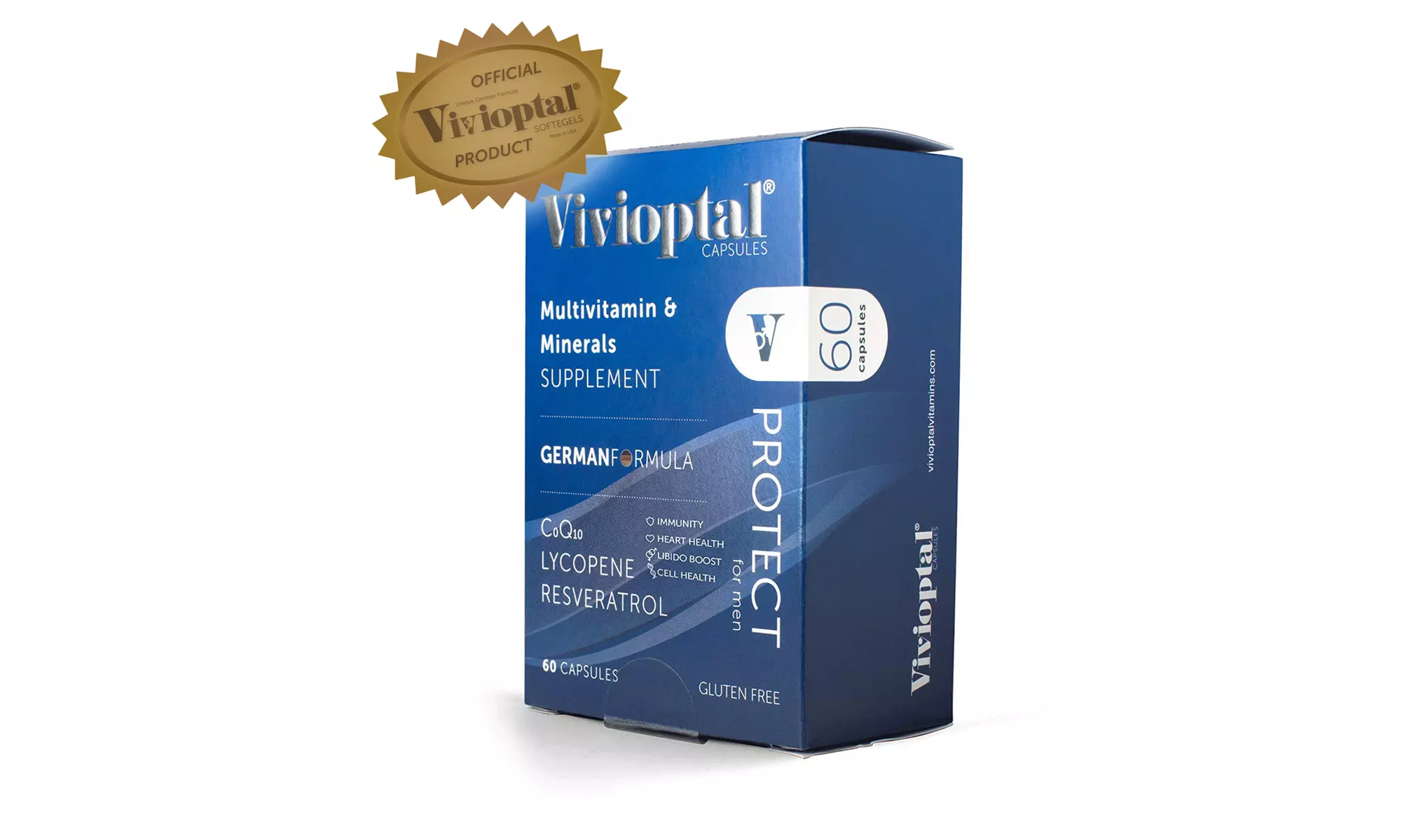 Vivioptal Protect for Men 60 Capsules - CoQ10 & Resveratrol - Primary Image