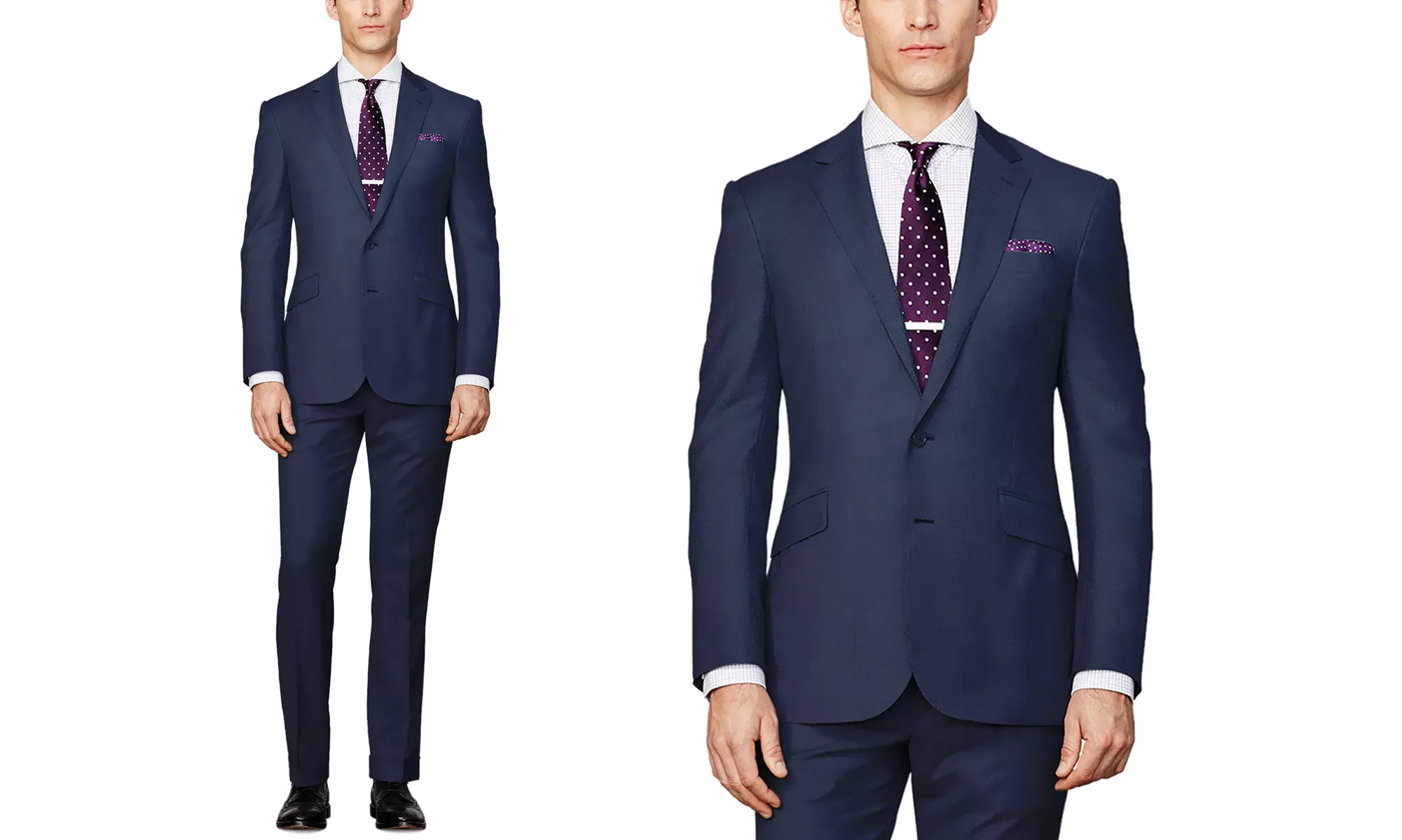 Verno Men's Slim-Fit 100% Wool Suits (2-Piece) - Second Medium