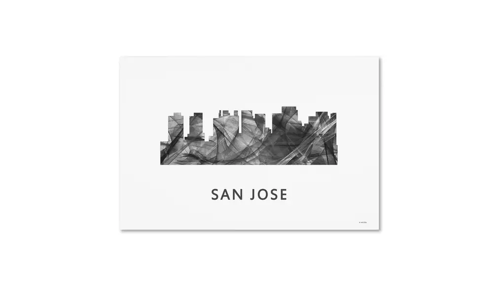 Marlene Watson 'San Jose California Skyline WB-BW' Canvas Art - Second Medium