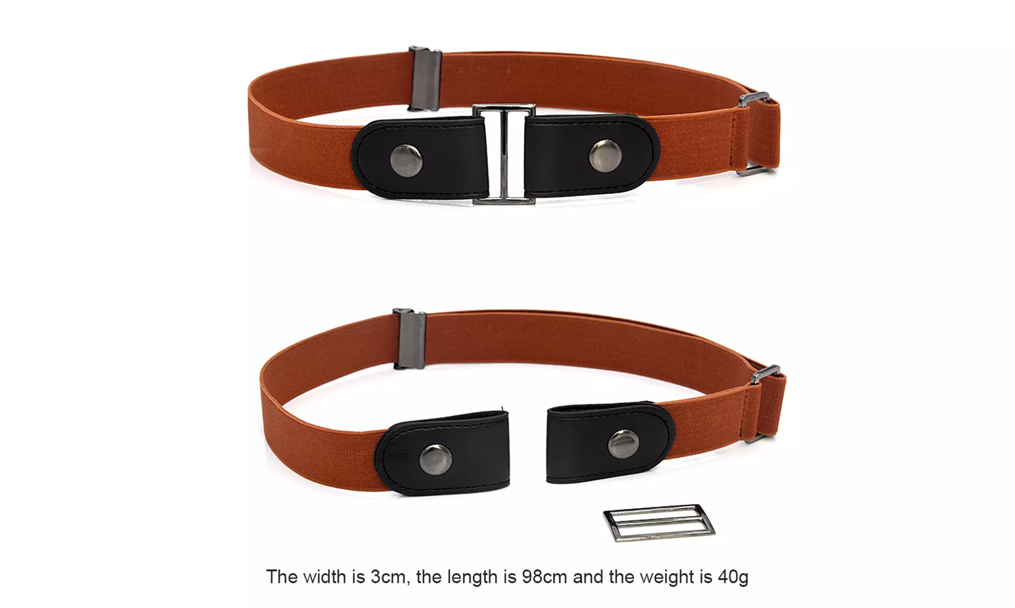 Buckle Free Comfortable Elastic Belt Adjustable Invisible Stretch Belt 2 pcs