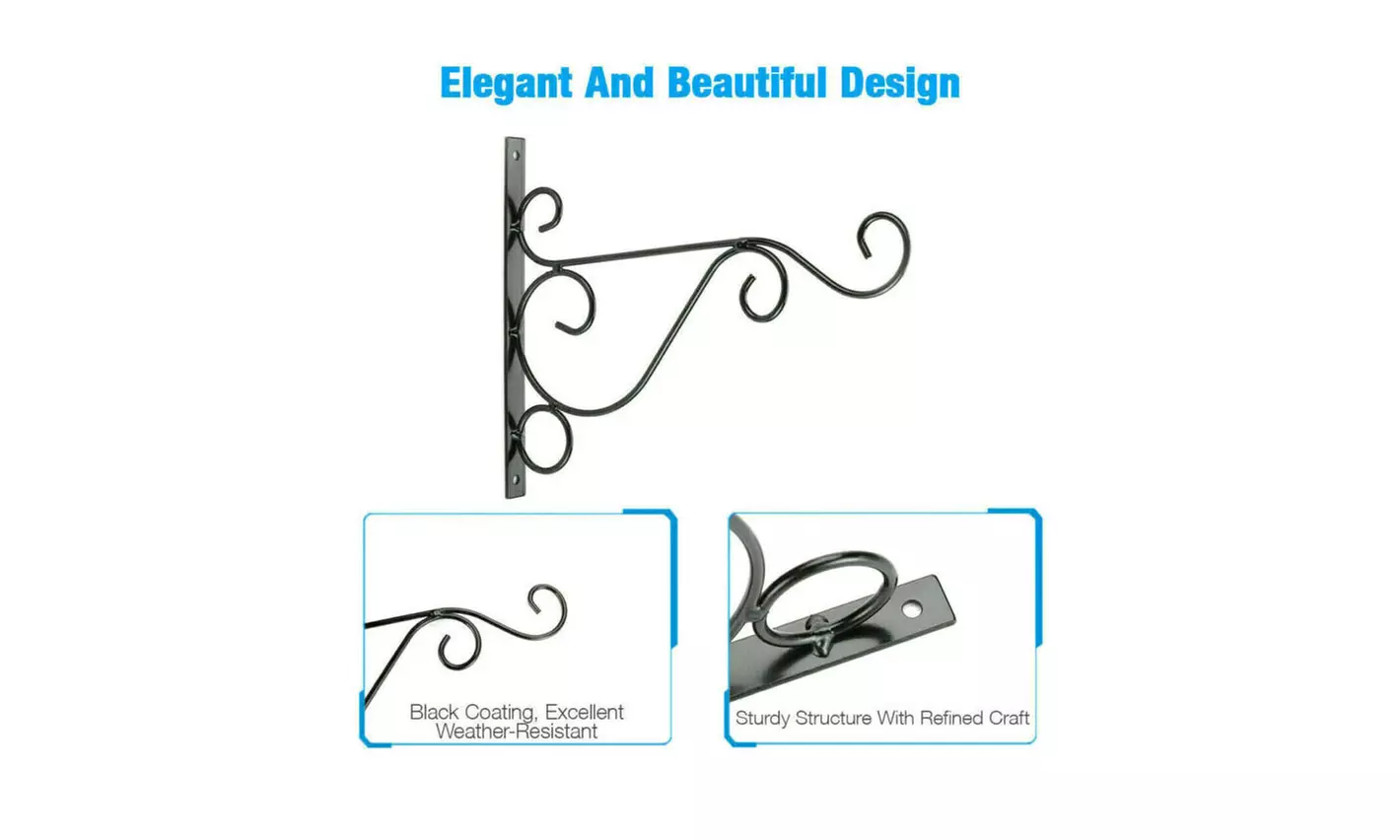 2Pcs Wall Hanger Heavy Duty Metal Hanging Basket Bracket Flower Pot Hook Hanger