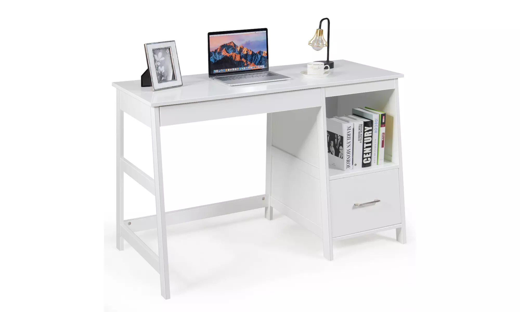 Costway 47.5'' Computer Desk Trestle Desk Writing Study Workstation - Primary Image