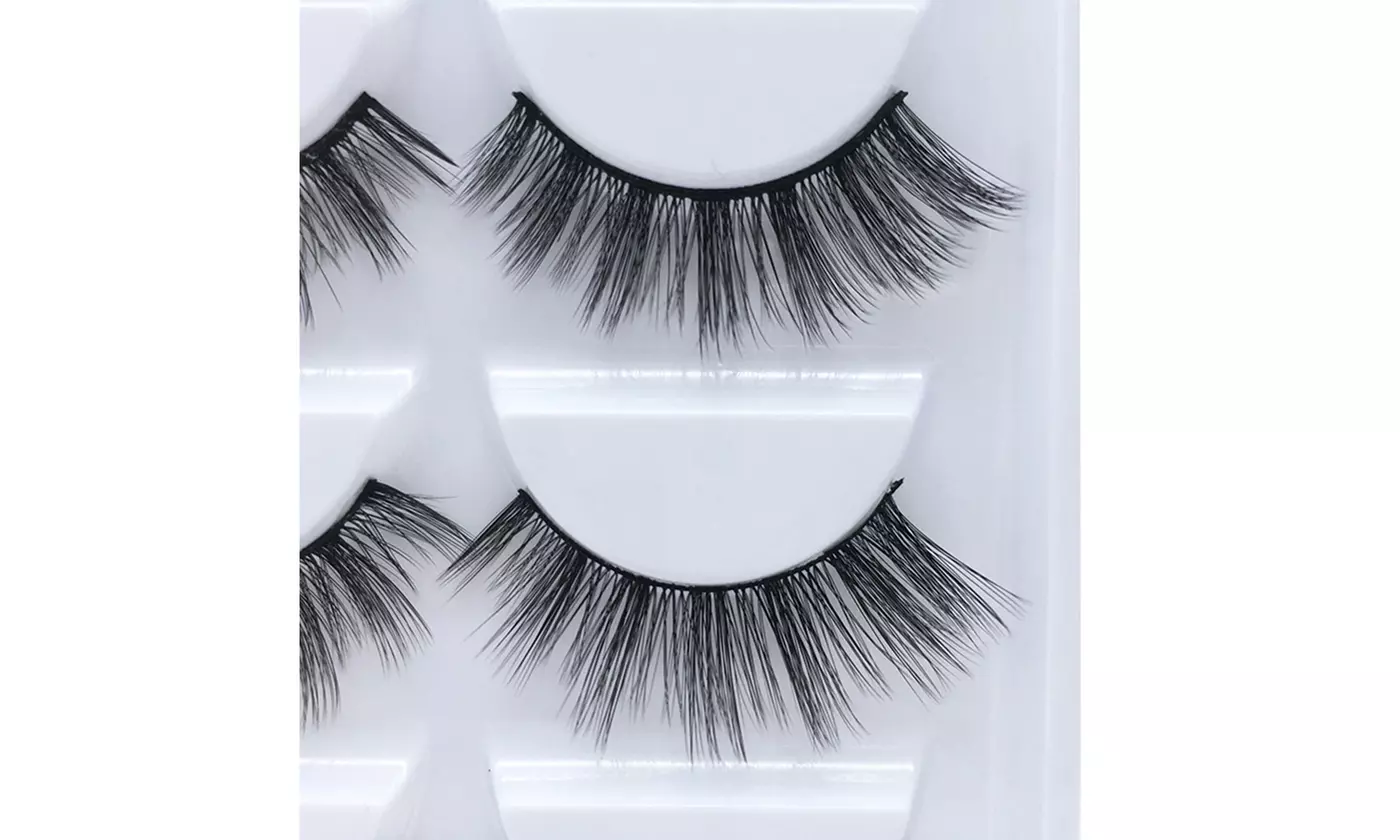 Pack of 5 Pairs 3D Mink Fur False Eyelashes Full Strips Thick Cross Long Lashes
