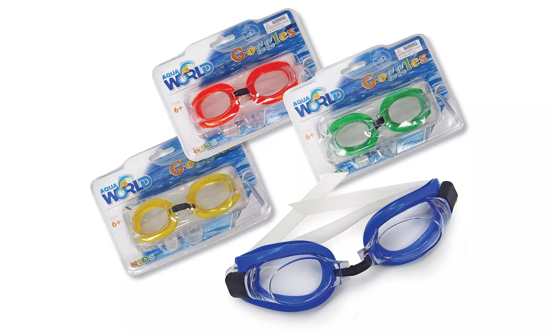 4-Pack AquaWorld Swimming Goggles for Adults or Kids