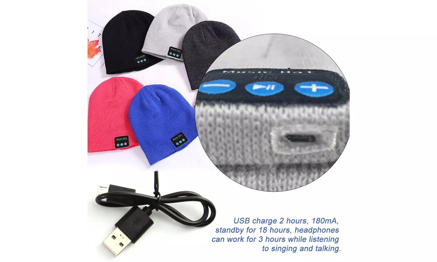 Wireless Bluetooth Beanie Knit Hat Headset Earphone Music Speaker Cap