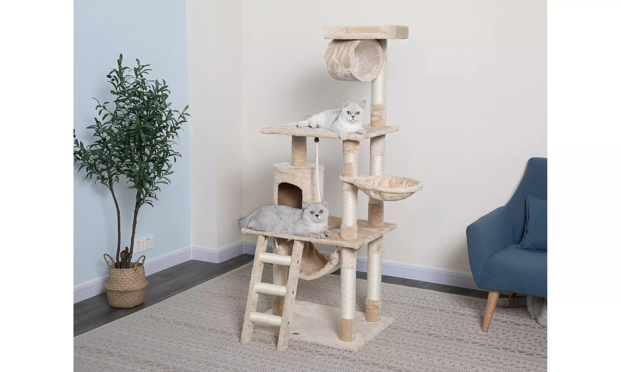 Go Pet Club Kitty Cat Tree with Ramp 62" - Primary Image