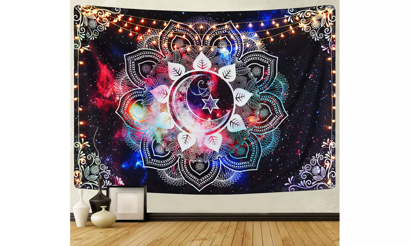 Mandala Hippie Boho Celestial Moon Starry Night Wall Hanging Tapestry - Second Medium