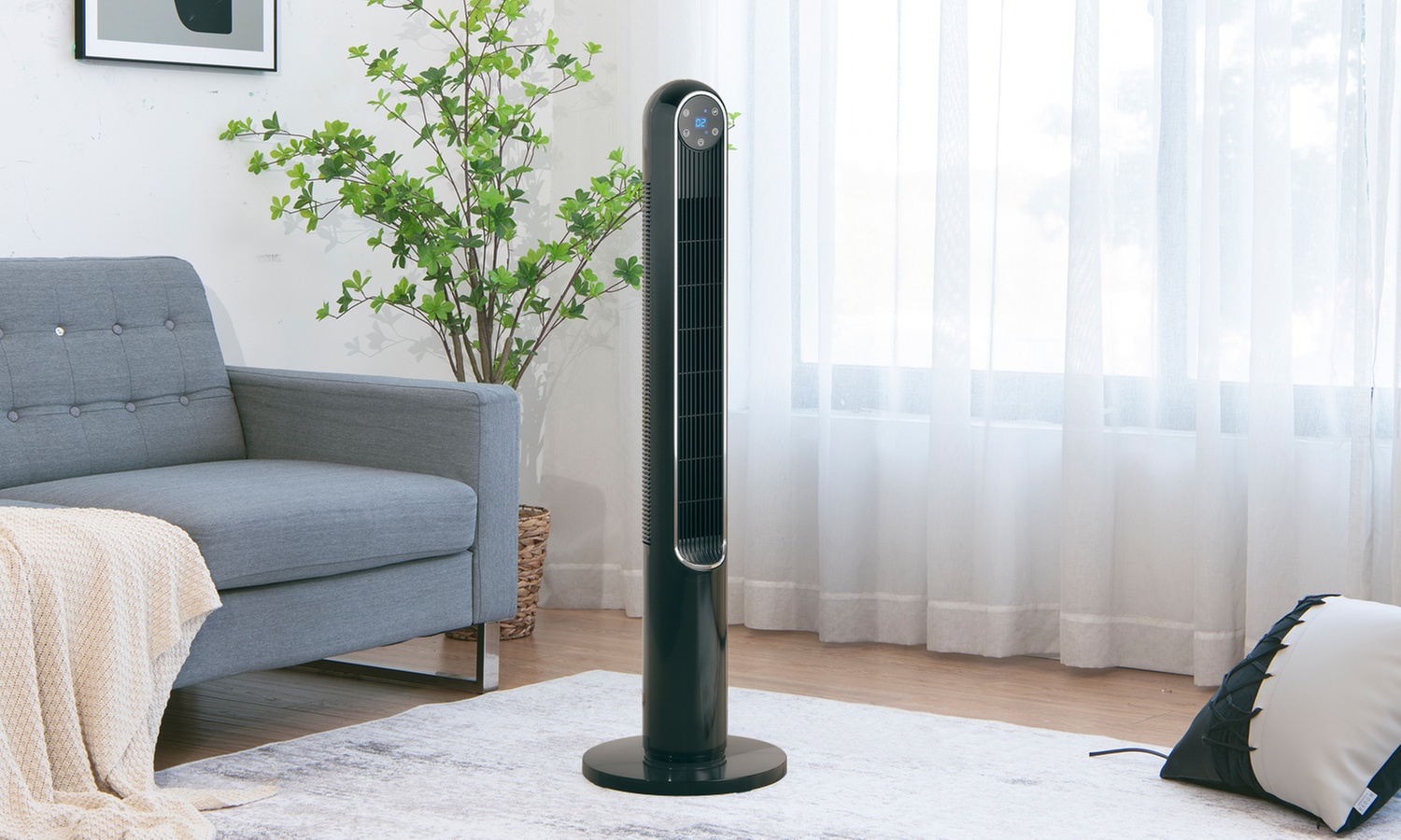Costway 42'' Tower Fan Smart Display Panel Timer 80 Degree Oscillating Fan