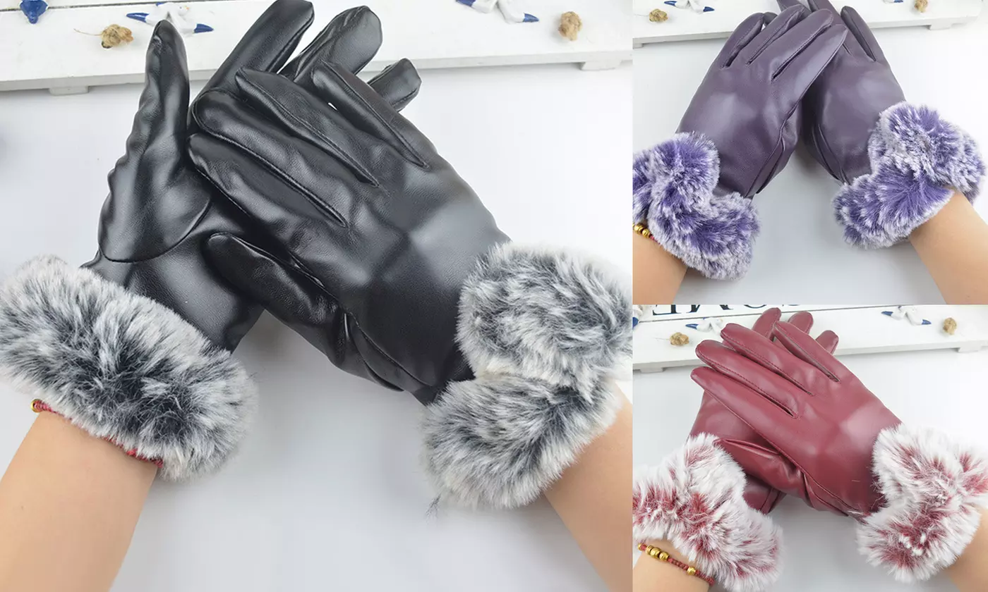 Women's Winter Warm Faux Fur Touchscreen Gloves