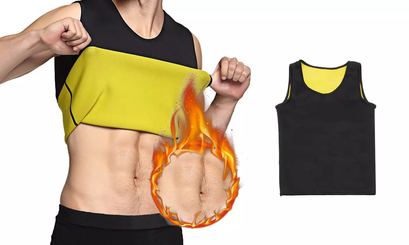 Men Neoprene Sweat Vest Tank Top Trainer Tummy Slimming Body Shaper Waist - Primary Image