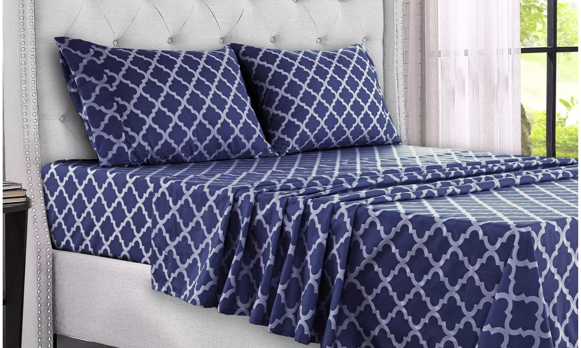 Quatrefoil 1800 Egyptian Quality Hypoallergenic Microfiber Sheet Set - Lux Decor