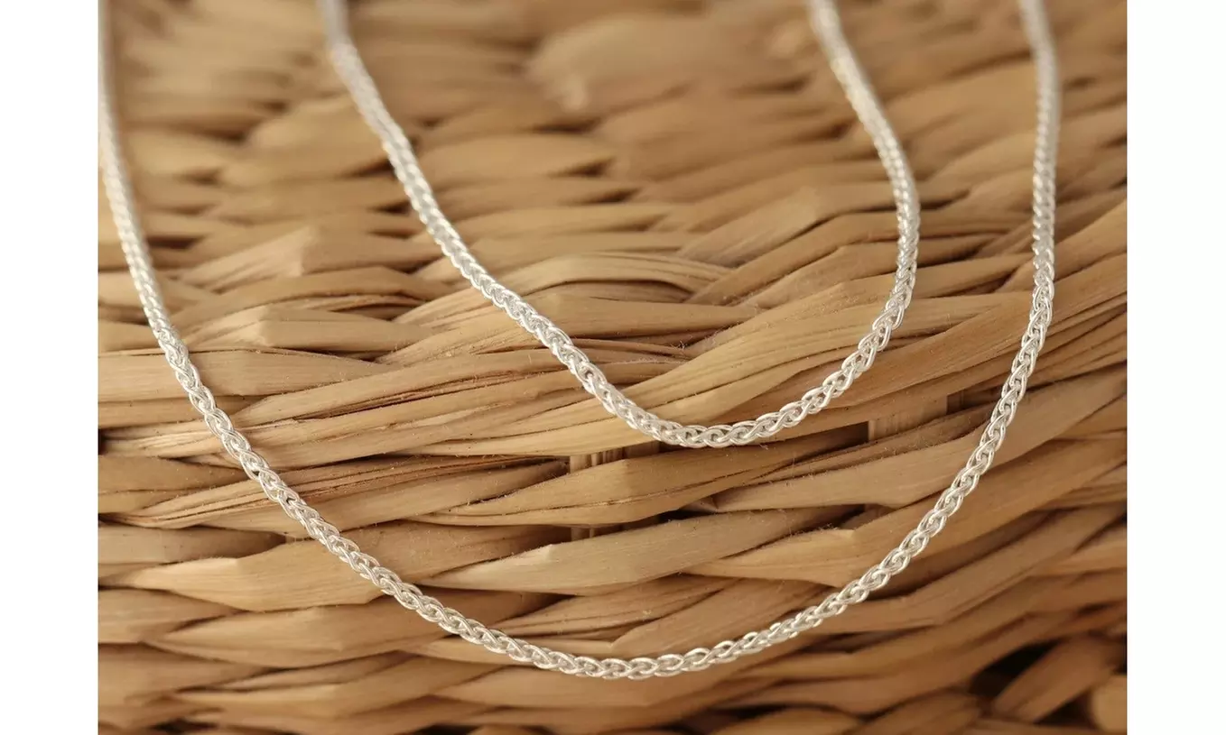 Italian 925 Sterling Silver 2MM Spiga Chain Necklace