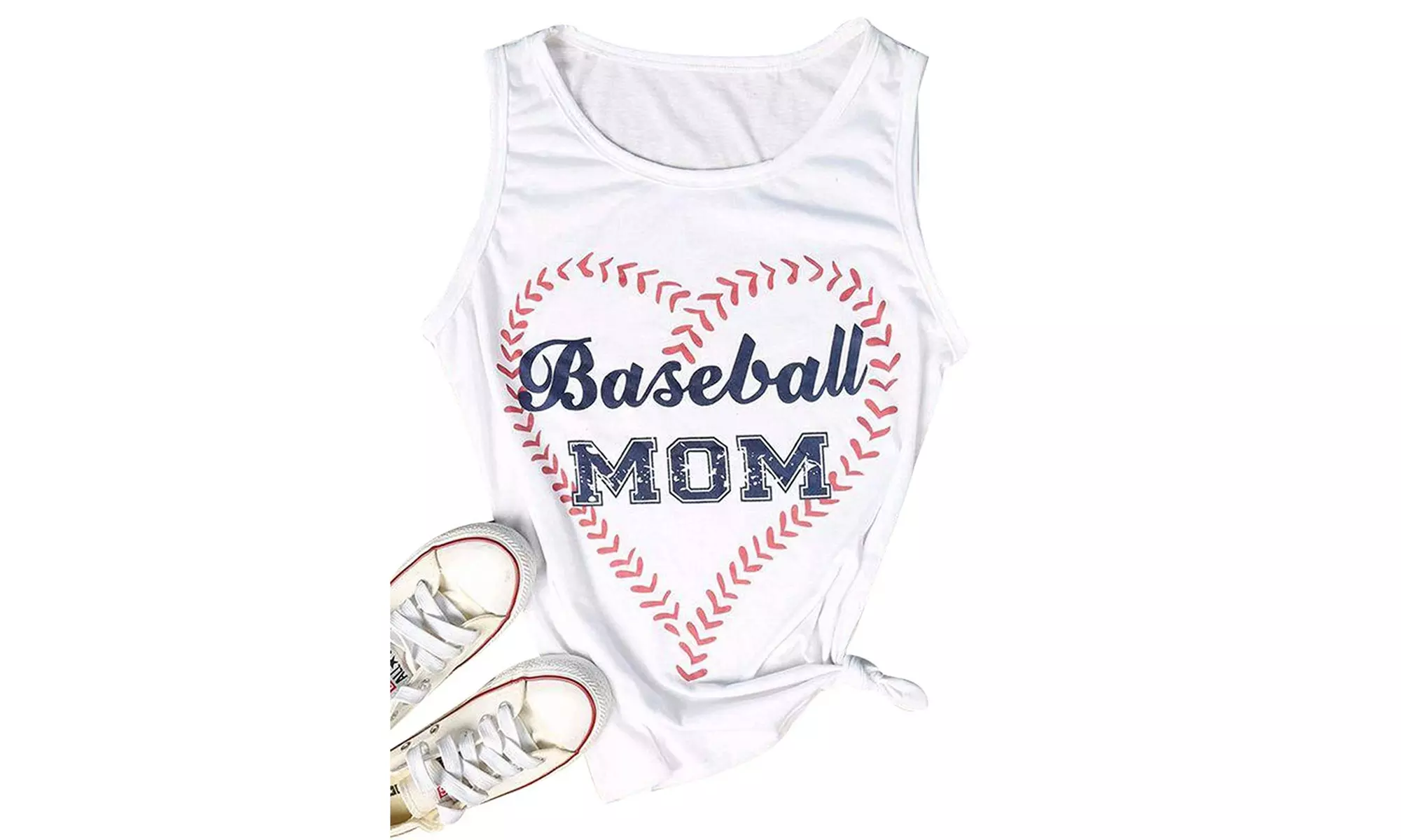 DUTUT Baseball Mom Tank Tops for Women Cute Heart Print Casual Vest T-Shirt - Primary Image