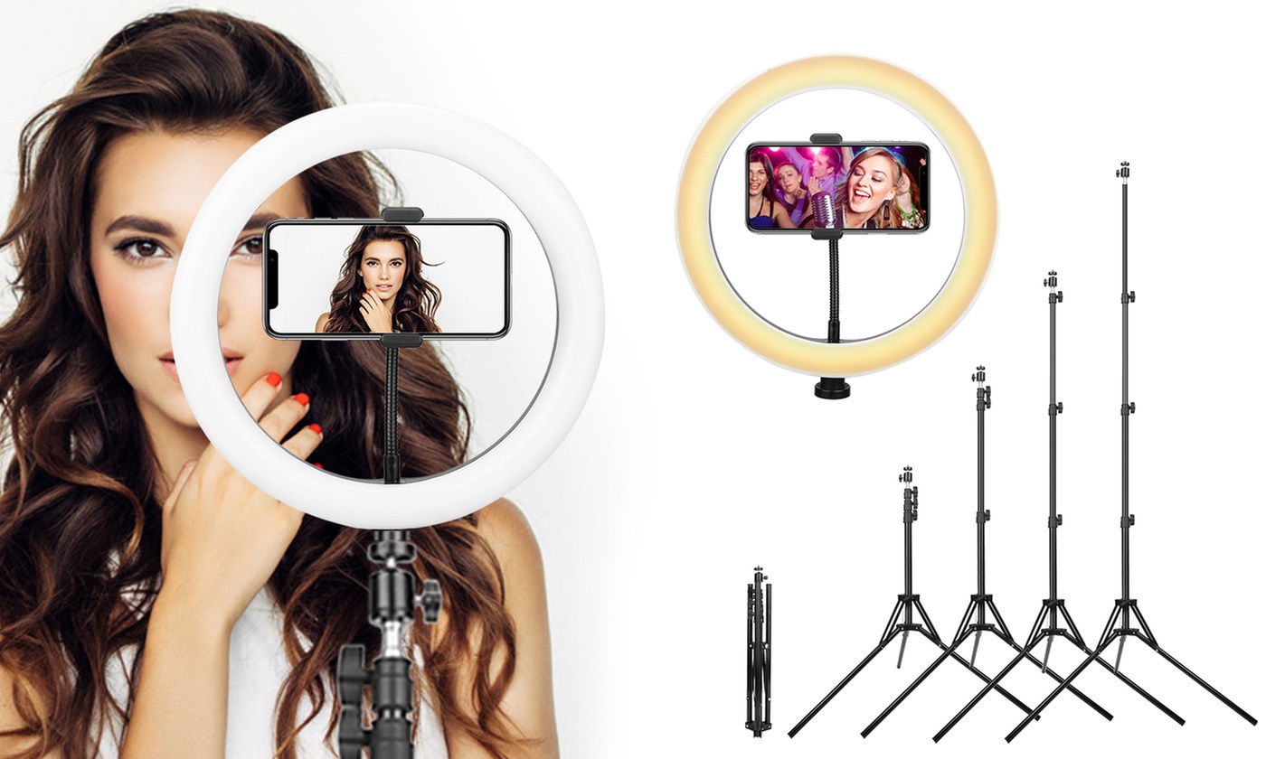 iMounTEK 10" 120-LED Ring Light Stand w/ Adjustable Tripod & Cell Phone Holder