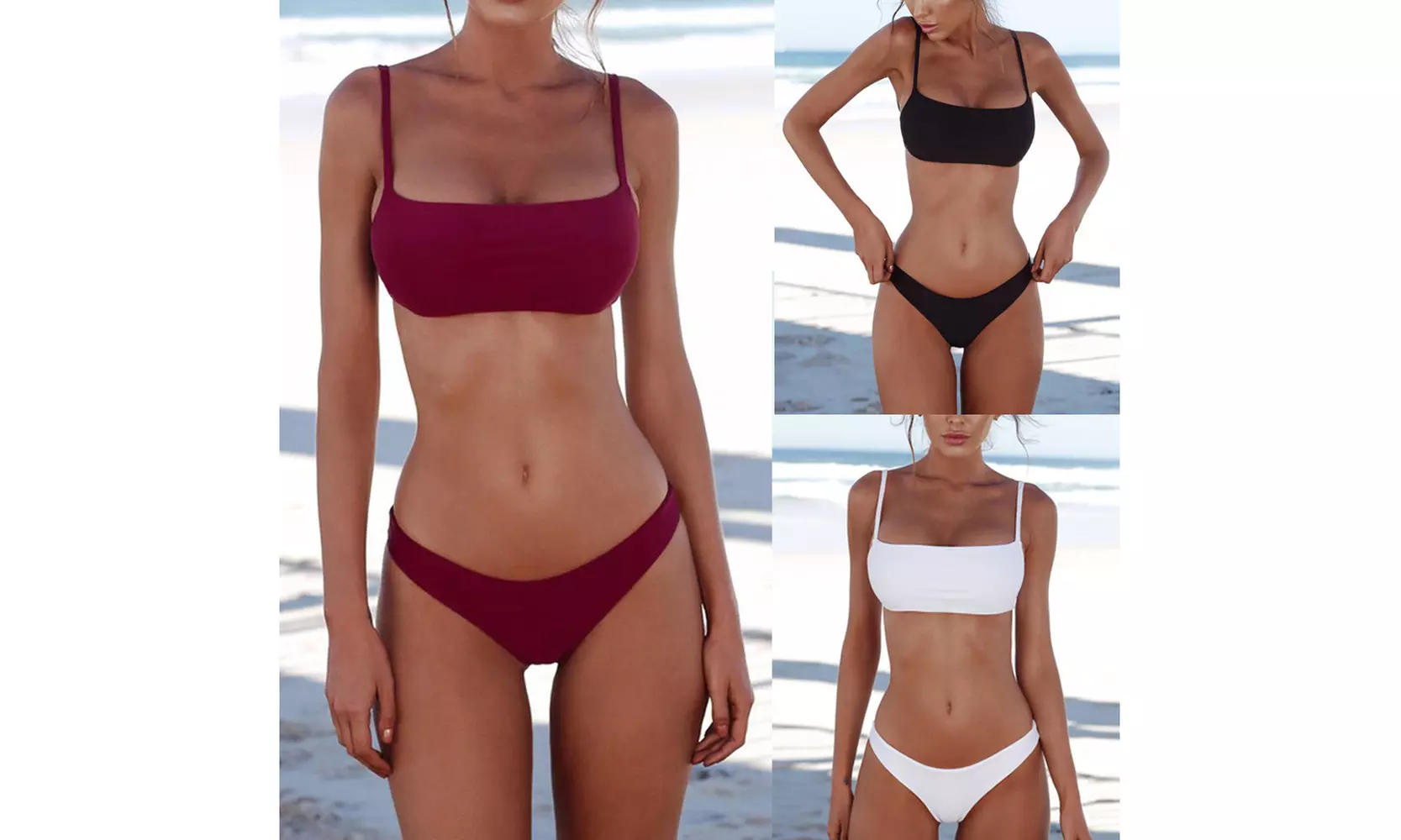 Outtop Women Bandeau Bandage Bikini Set Push-Up Brazilian Swimwear  - Primary Image