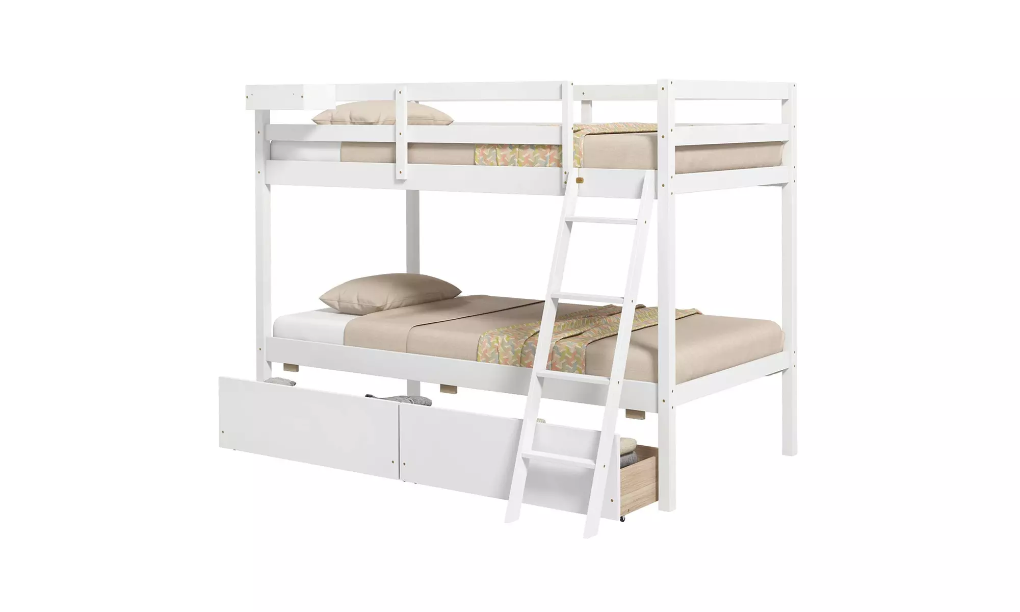 Costway Twin Over Twin Bunk Bed w/ 2 Storage Drawers Ladder No Box Spring Needed