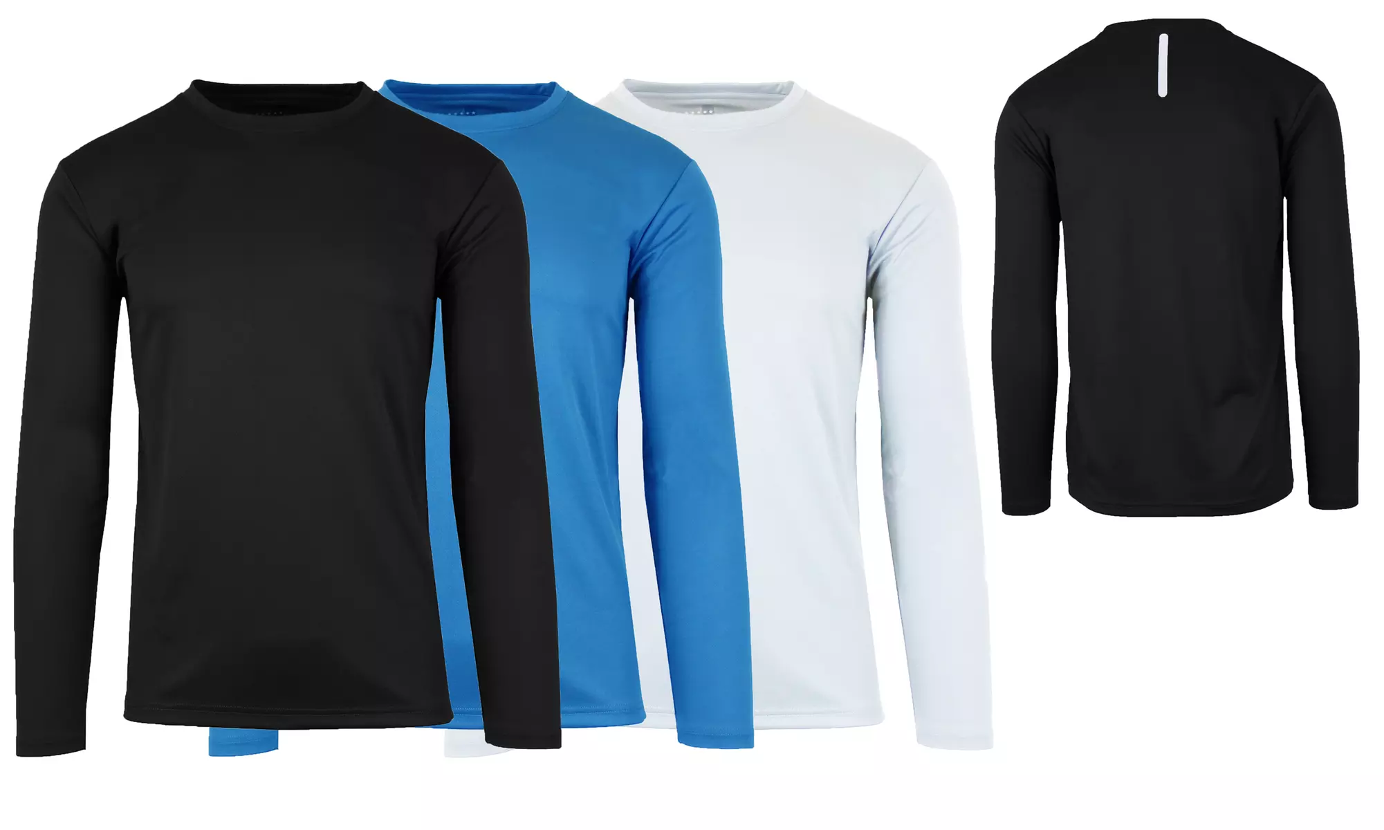 3-Pack Men's Long Sleeve Moisture-Wicking Performance Crew Neck Tee (S-2XL)