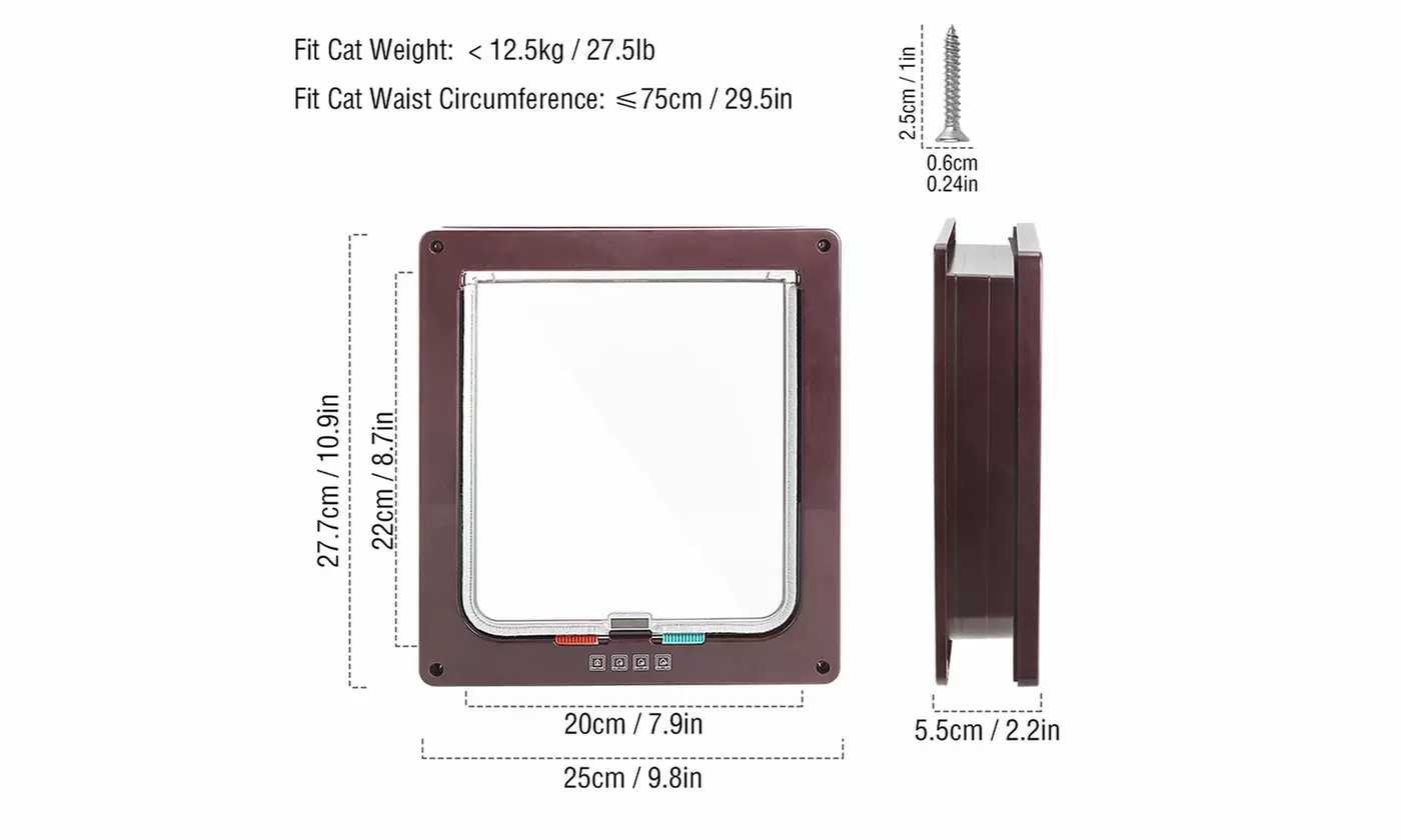 4Way Pet Cat Puppy Dog Magnetic Lock Lockable Safe Flap Door Gate Frame