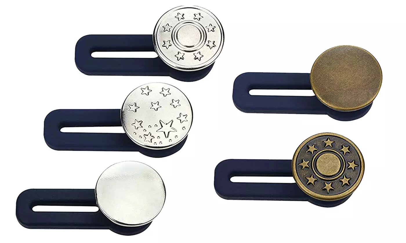 5pcs Jeans Pants Extender Button Retractable Adjustable Detachable Button - Second Medium