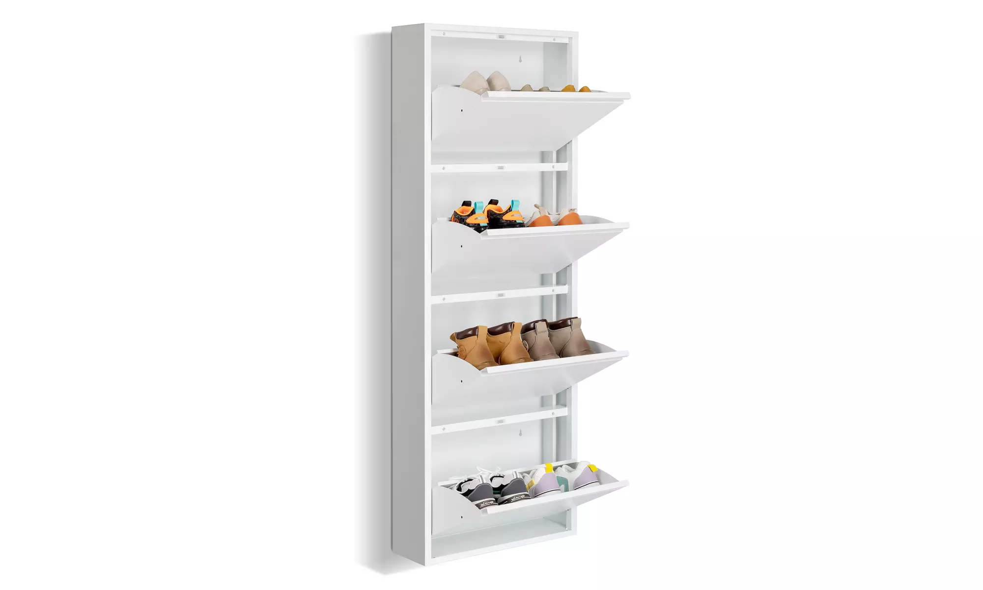 Wall Mount Shoe Cabinet Entryway Shoe Storage Cabinet with 4 Flip Drawers - Primary Image