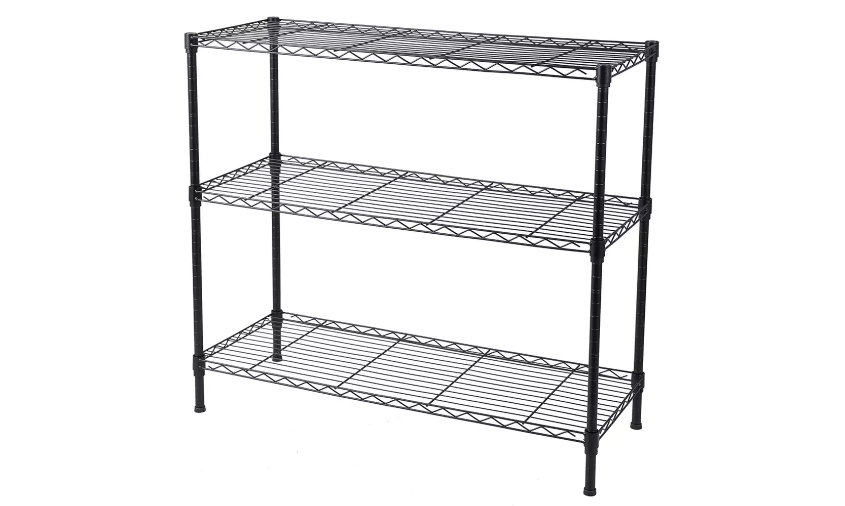 3-Tier Heavy Duty Adjustable Shelving Unit Black - Second Medium