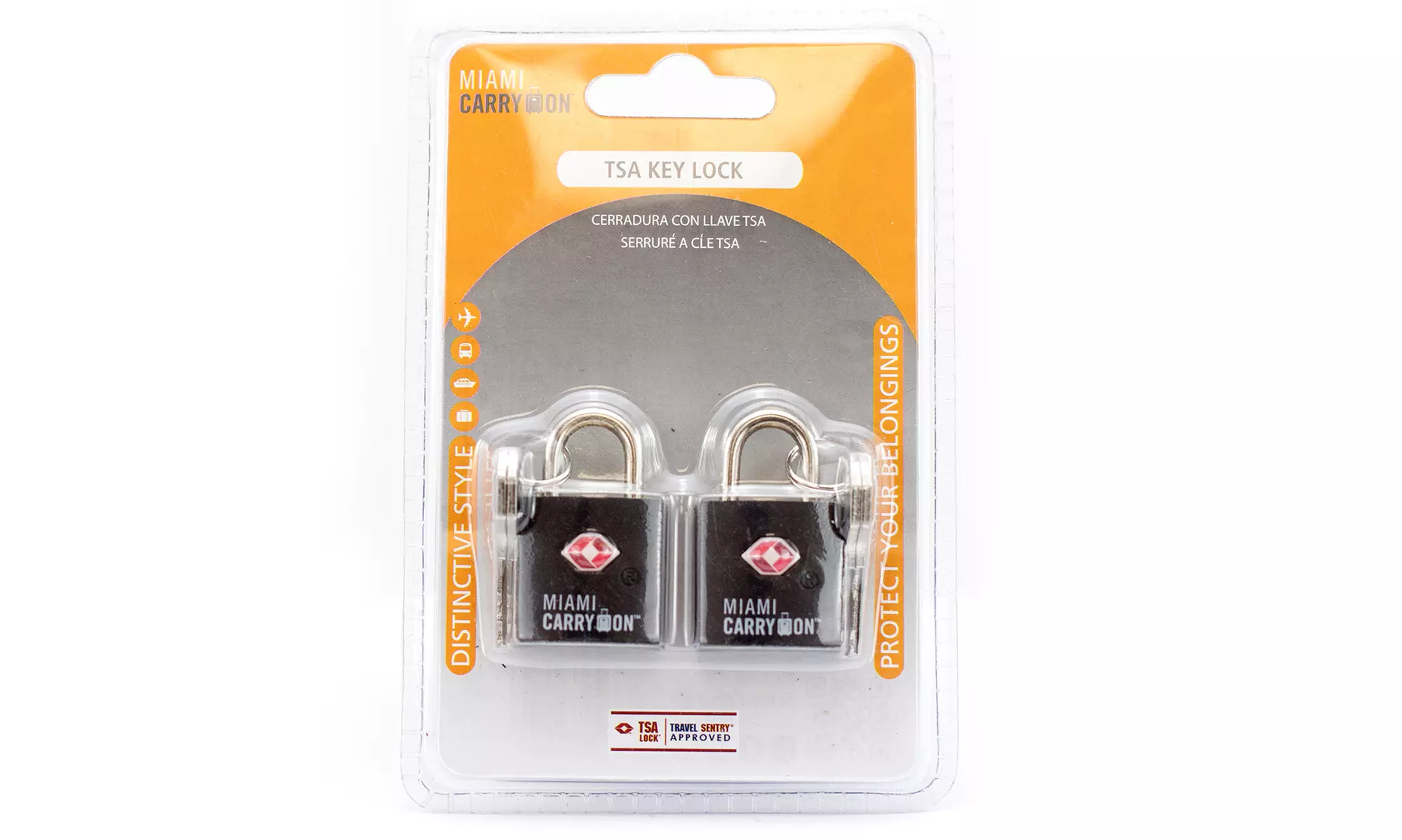 Miami CarryOn TSA Approved Padlock Pair - Keyed Luggage Lock - Keyed Different