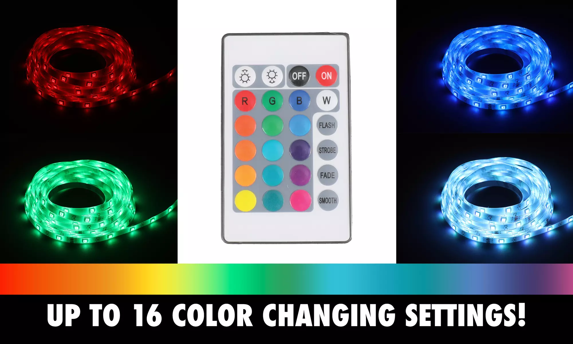 2 Pack - 18' RGB LED Tape Light with Remote Control - Primary Image
