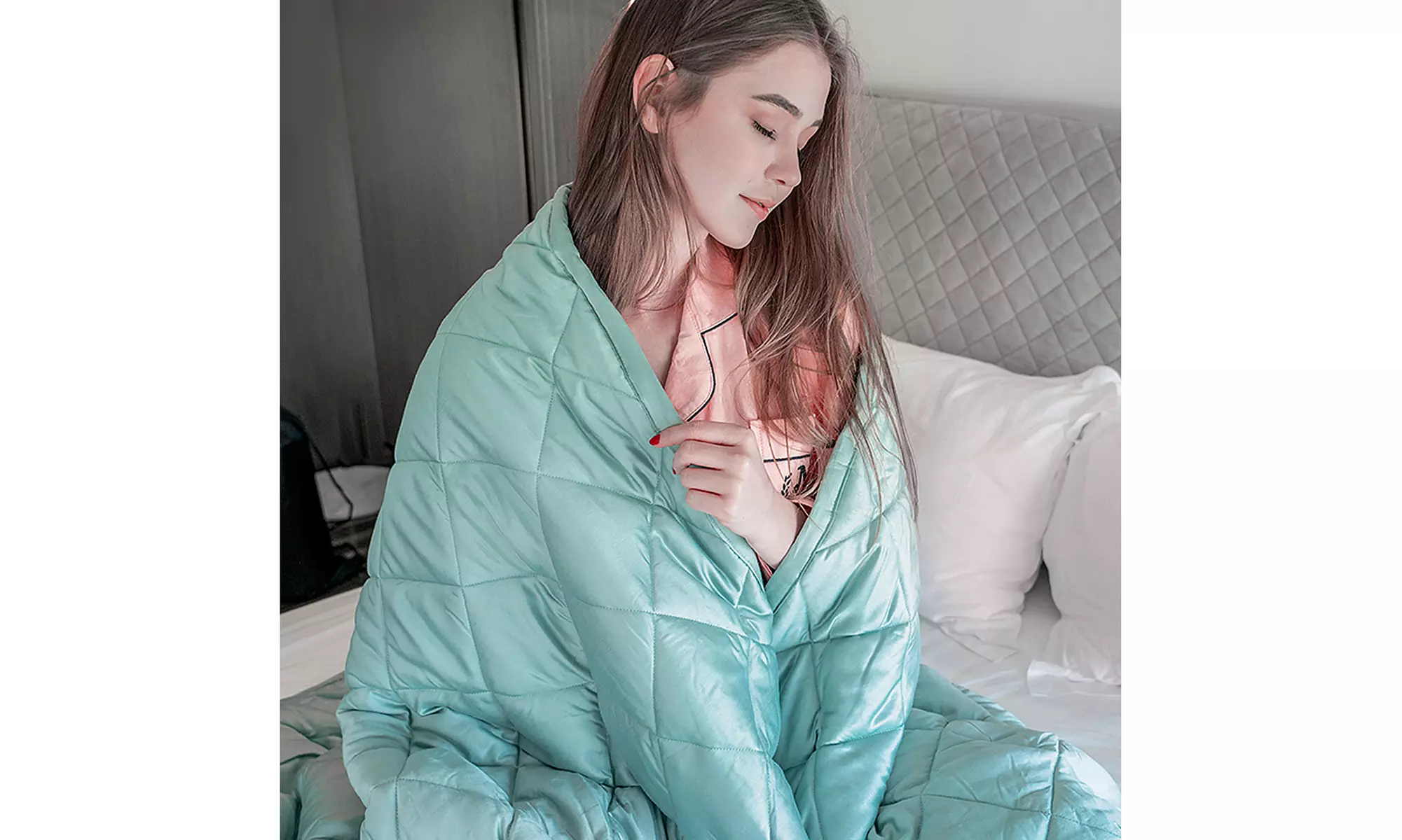 Costway 25lbs Heavy Weighted Blanket 3 Piece Set w/Hot & Cold Duvet Covers - Primary Image