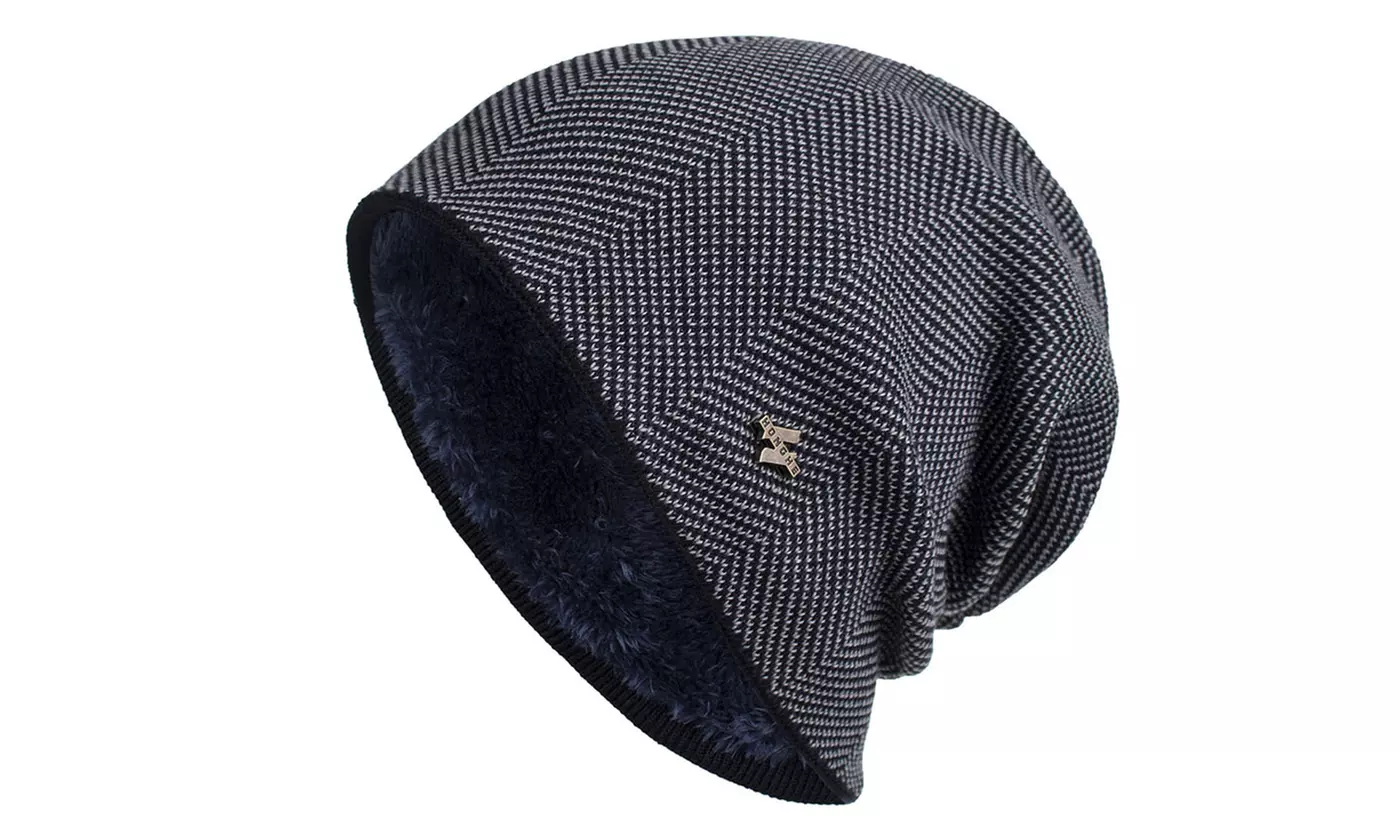 Mens Winter Knitting Plush Head Warmer Cap Hats