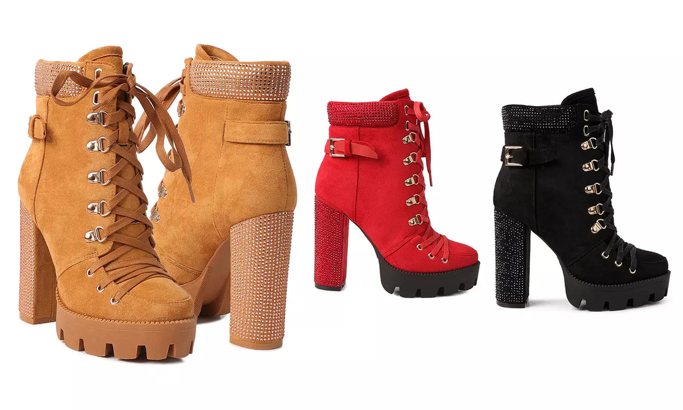London Rag Birch Block Heeled Ankle Booties
