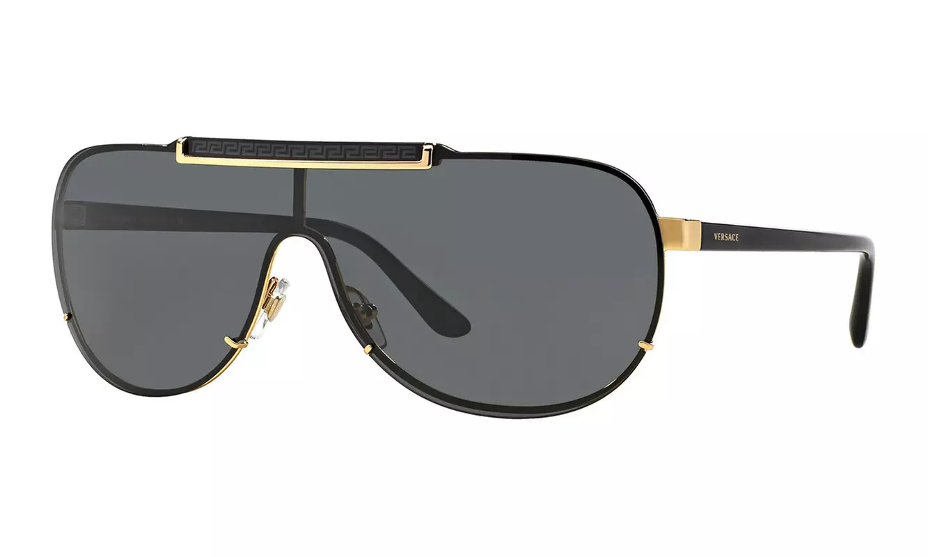 Versace Men Sunglasses VE2140 100287 40 Black Gold Frame / Grey Lenses - Primary Image