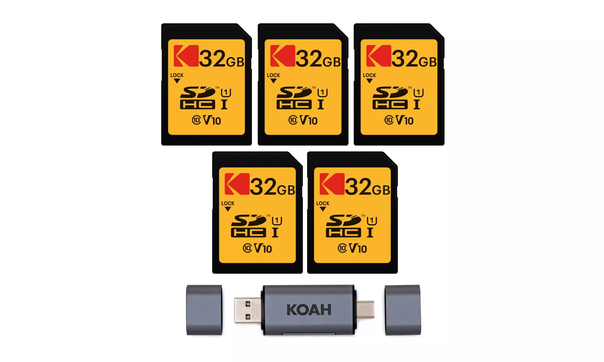 Kodak 32GB Class 10 UHS-I U1 SDHC Memory Card (5-Pack) Bundle - Primary Image