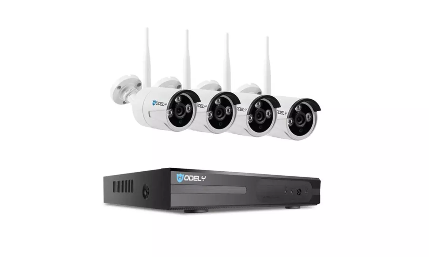 Hodely 4CH 1080P NVR Wifi Set 720P 3.6mm 36-LED Waterproof IP Camera US Plug - Second Medium