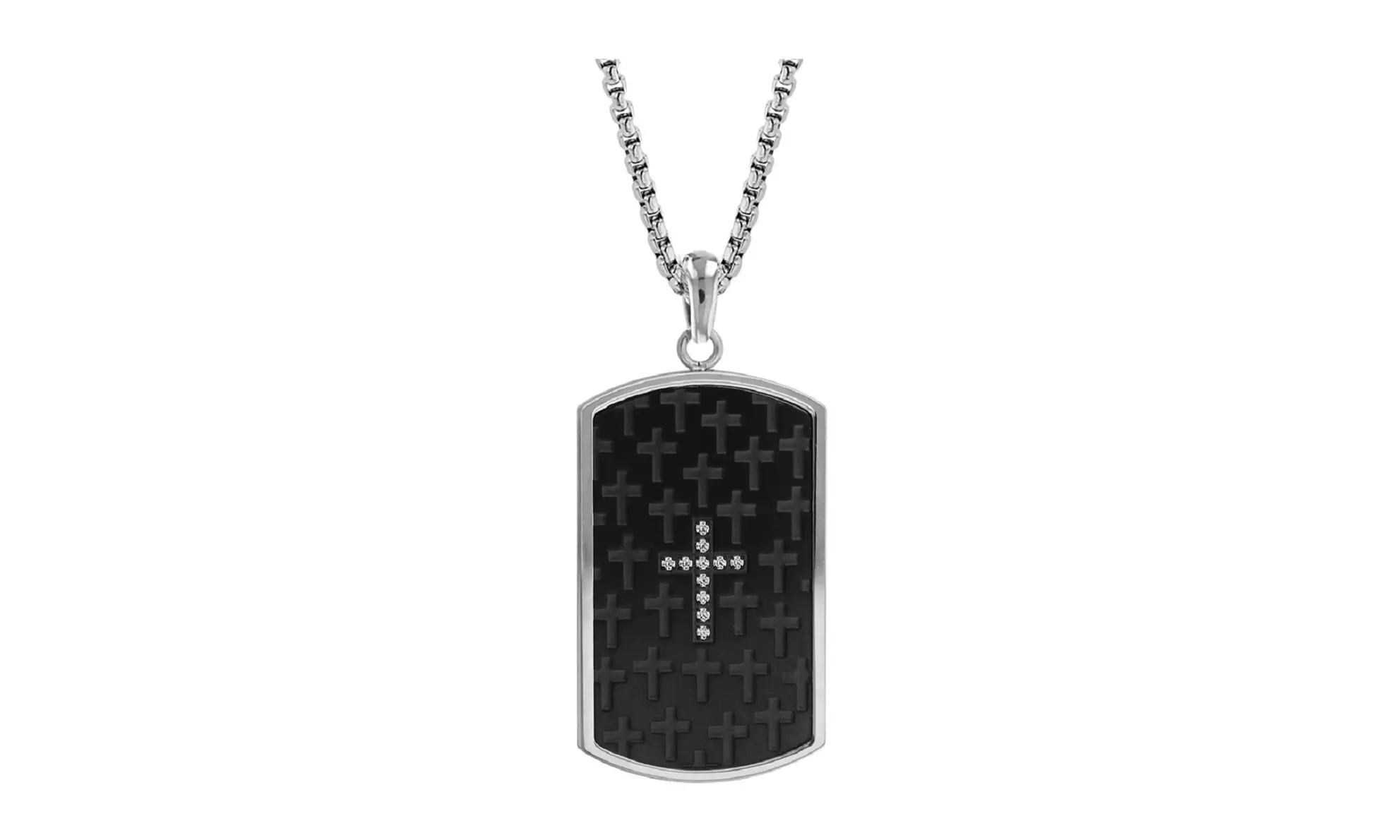 American Exchange Mens Silver/Black Necklace & Bracelet Set - Second Medium