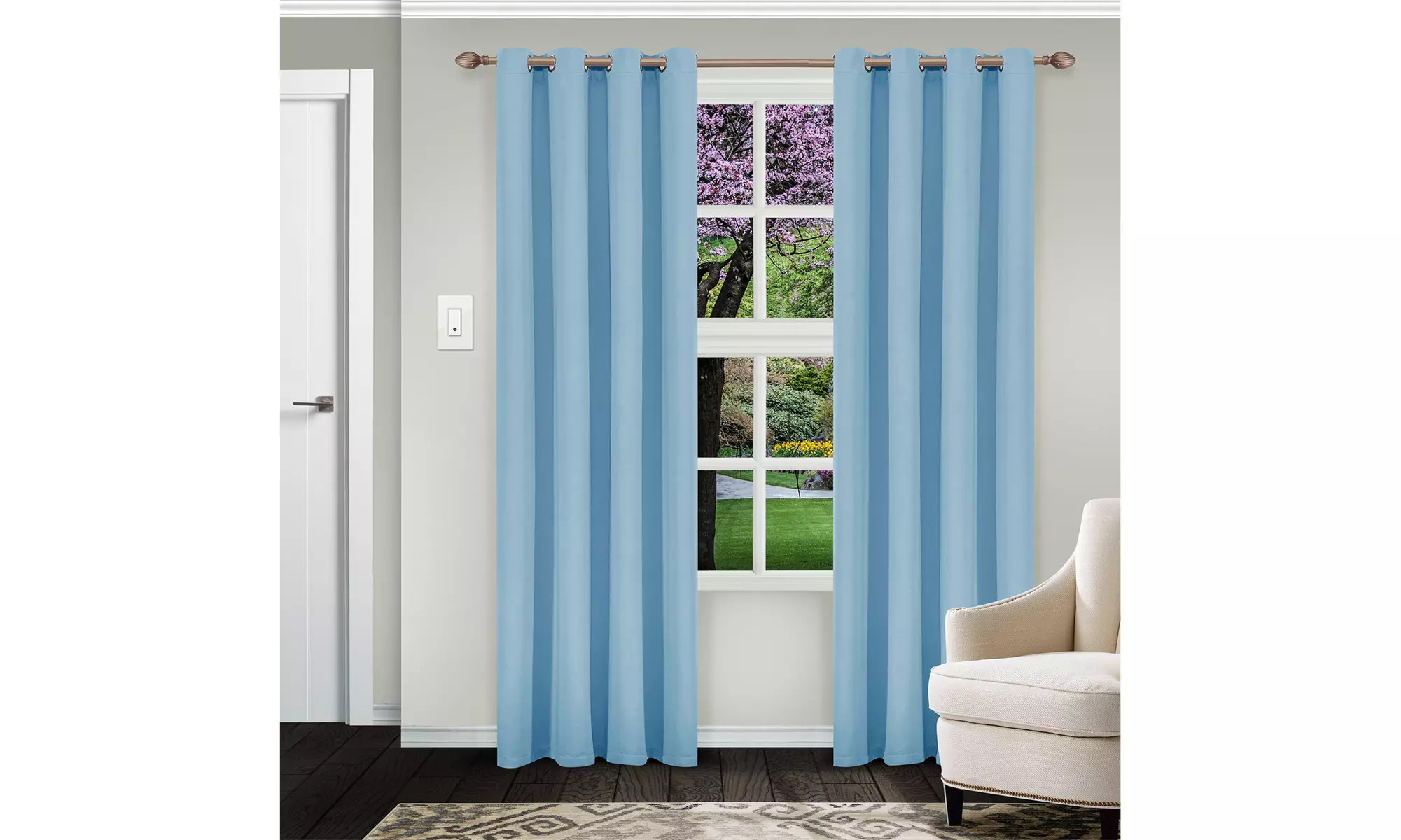 Superior Blackout Grommet Curtain Panel Set Room Darkening Curtains 52" x 108"