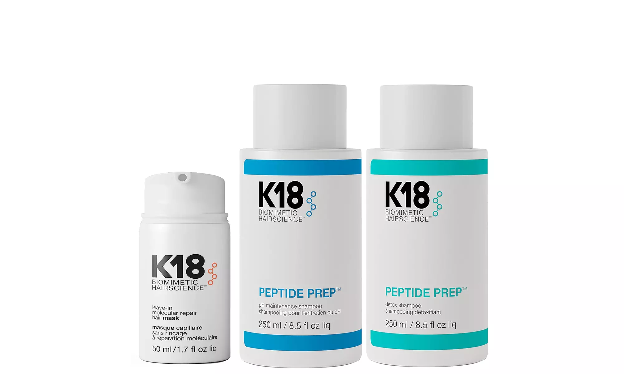 K18 Leave In Molecular Hair Repair Mask, Prep Ph Maintenance & Detox Shampoo Kit - Primary Image