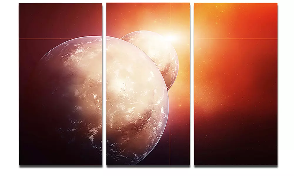 Planets with Rising Star - Modern Spacescape Metal Wall Art - Primary Image