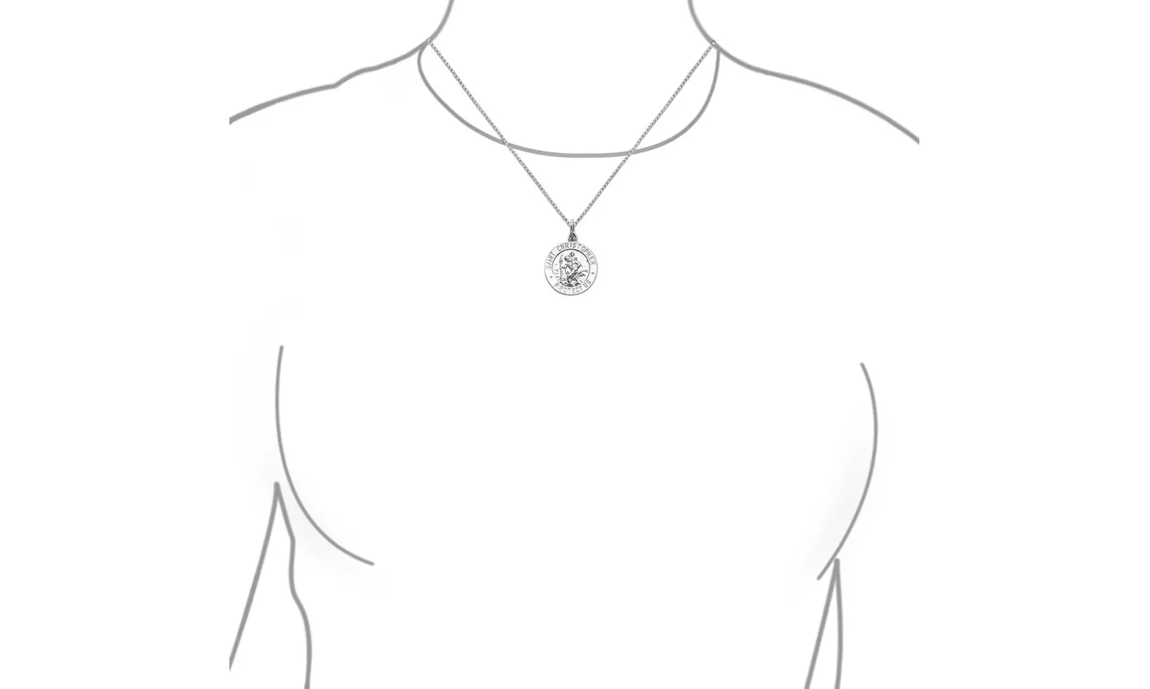 Bling Jewelry 925 Silver Saint Christopher Medal Pendant 18in Necklace - Second Medium
