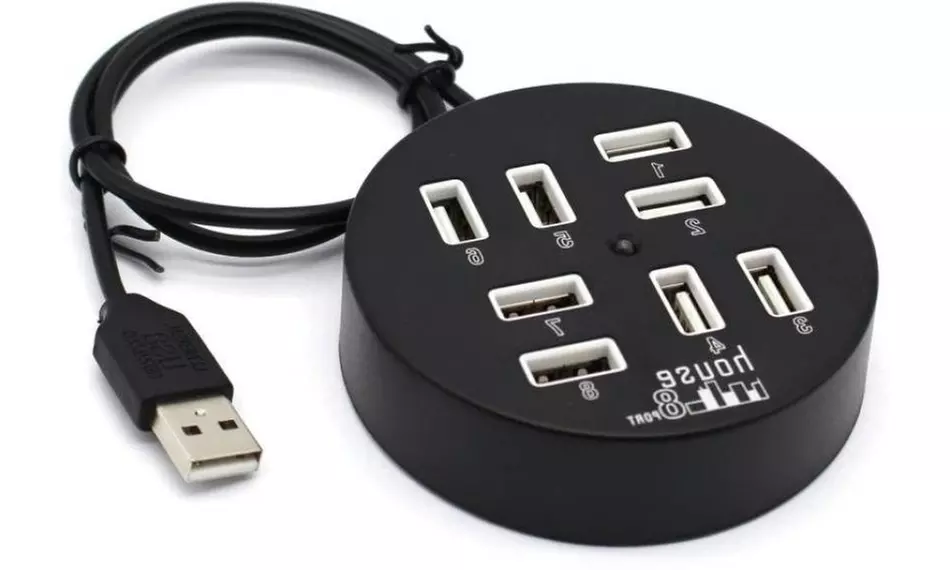 Circular 8 Port USB 2.0 Portable Round Hub USB Adapter  - Primary Image