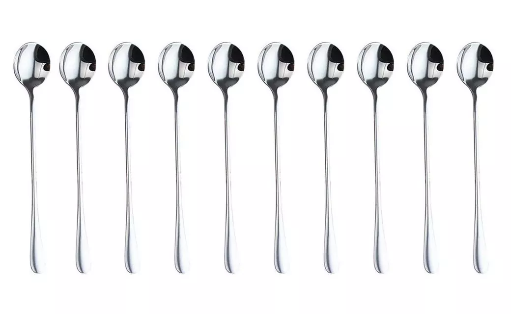 10 Pack Magik Handle Stainless Steel Mixing Ice Cream Coffee Spoon Set - Primary Image