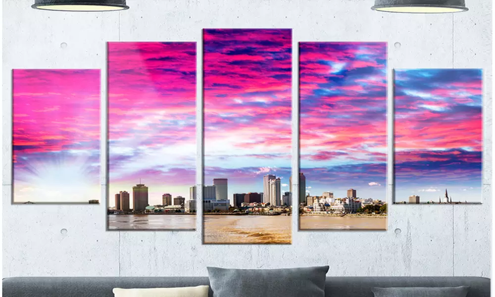 New Orleans Building and Skyscrapers - Modern Cityscape 5 Panel Metal Wall Art - Primary Image