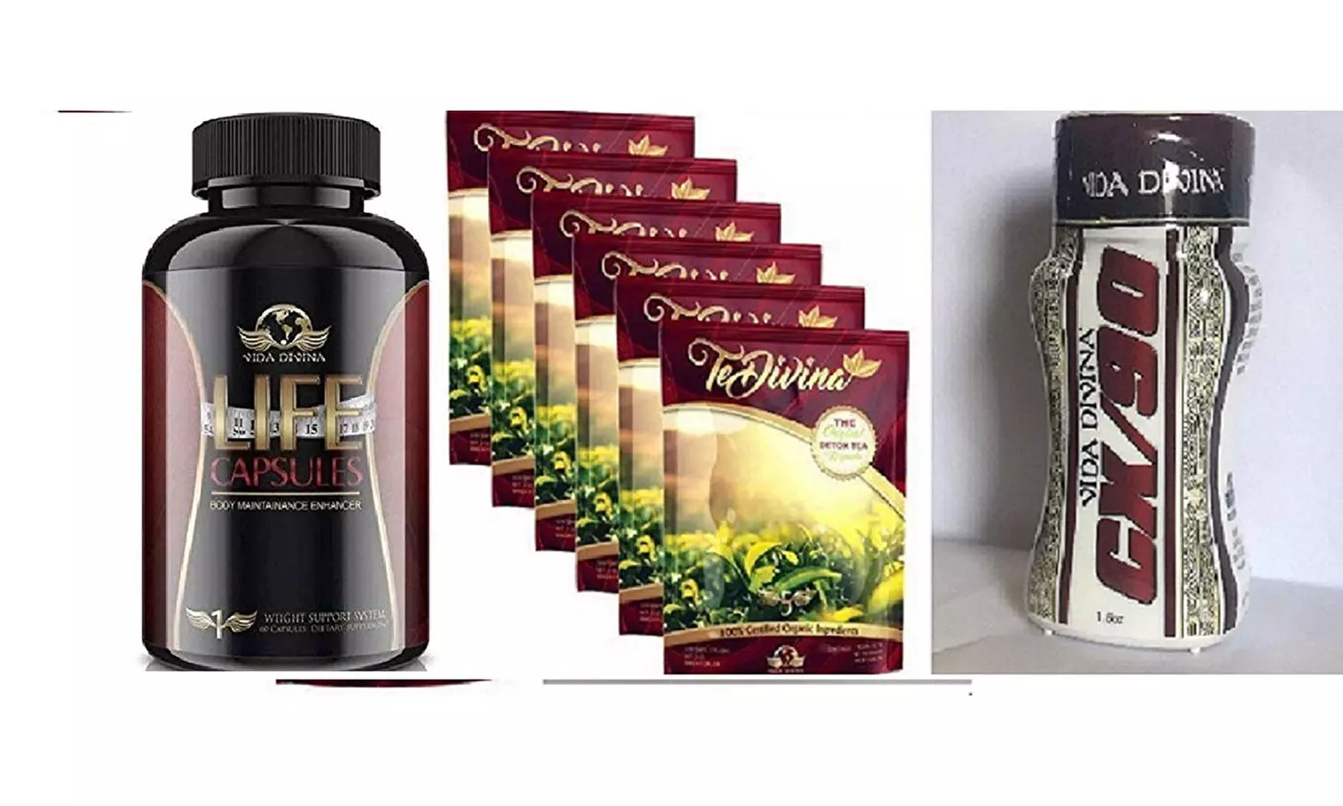 Te Divina 6 Packs,Life Capsules and CX90 Natural Weight Loss Detox Tea - Primary Image