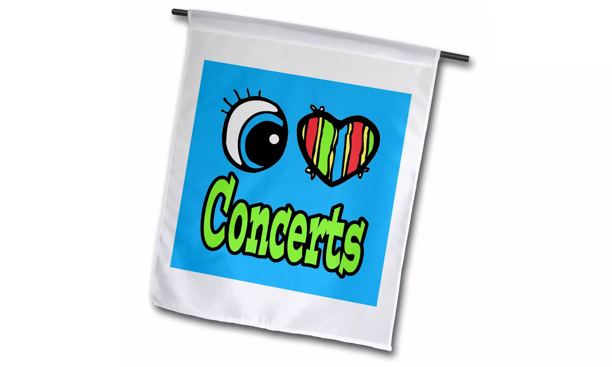 Garden Flag Bright Eye Heart I Love Concerts - 12 by 18-inches - Primary Image
