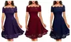Women's Boat Neck Vintage Floral Lace Cocktail Formal Swing General Dress