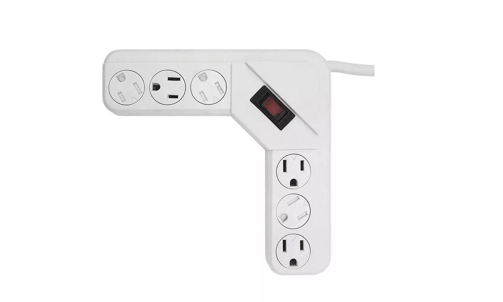 Corner Power Strip 6-Outlet Tap With Cord Locking Rotating Safety Cover  - Primary Image