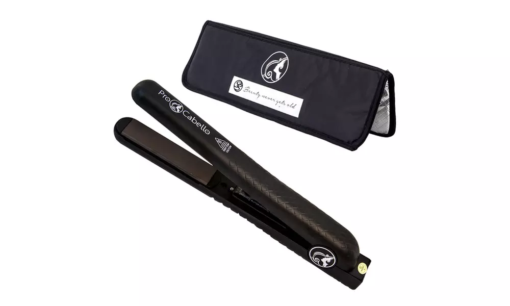 Professional 1.25" Ceramic Flat Iron with Protective Storage Thermal Mat - Primary Image