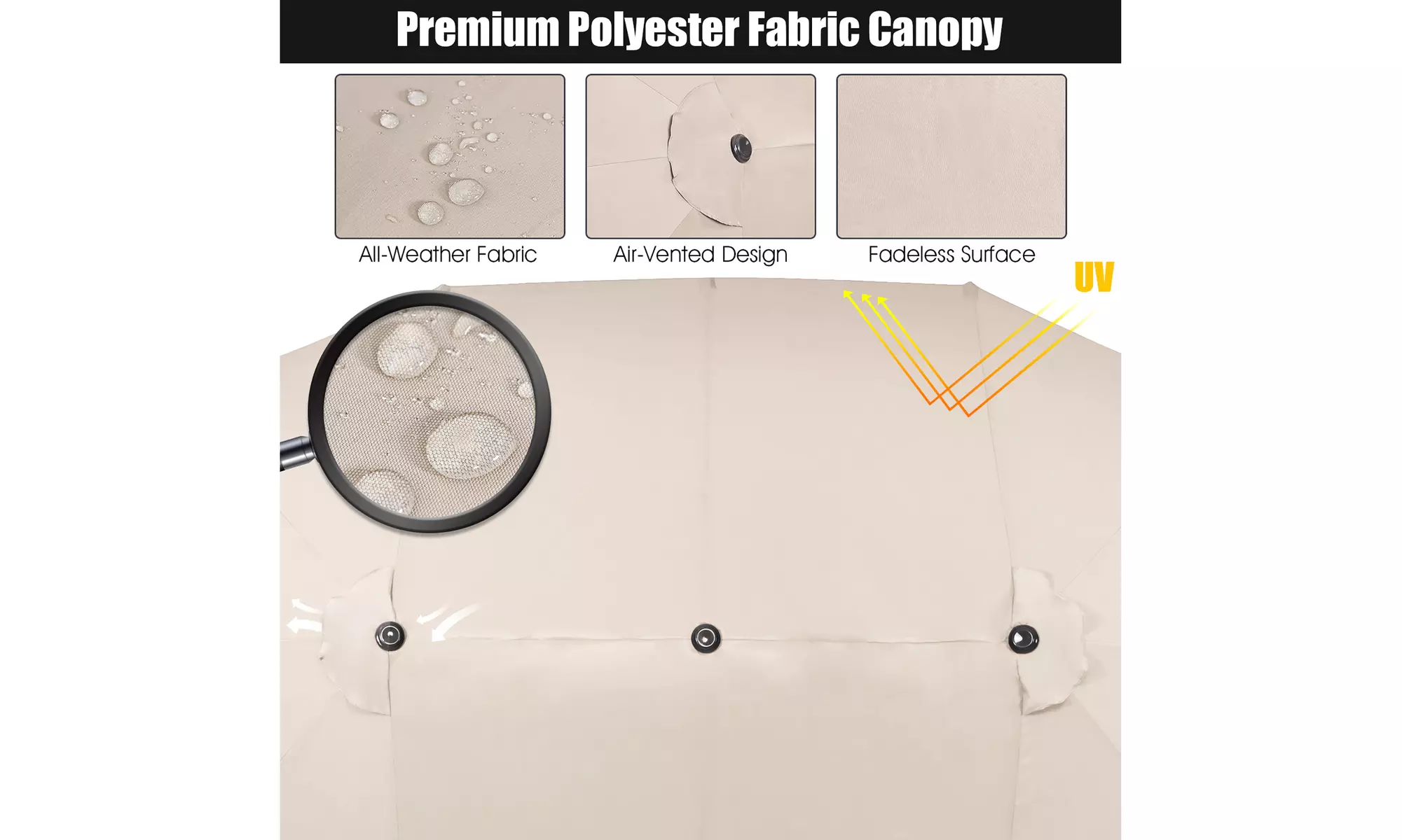 Costway 15FT Patio Double-Sided Umbrella Crank Outdoor Garden Market Sun Shade